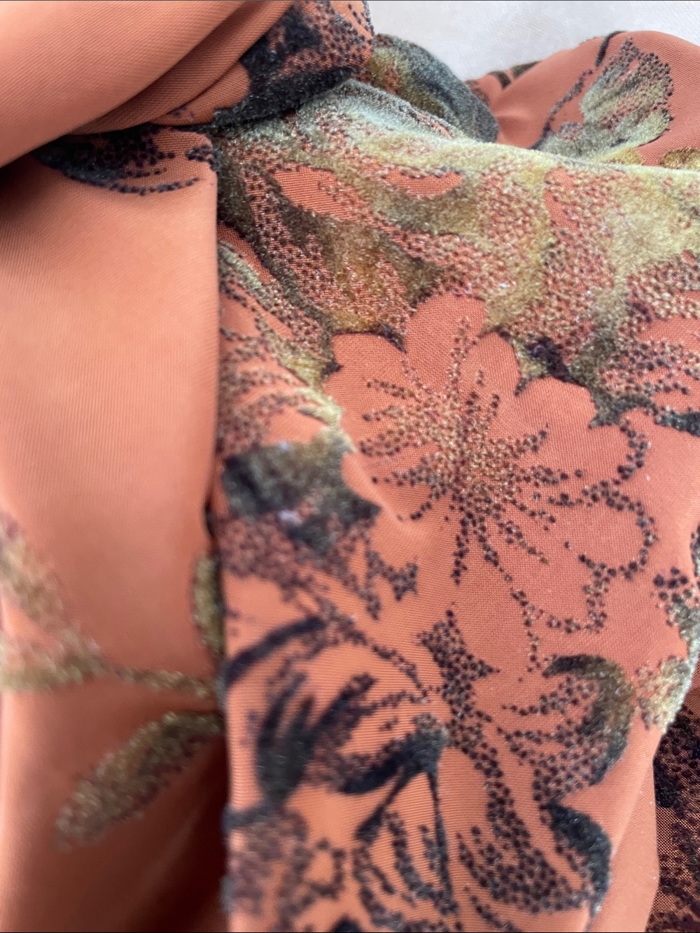 M. Floral One-Shoulder Rust Dress with Side Tie - Picture 5 of 5